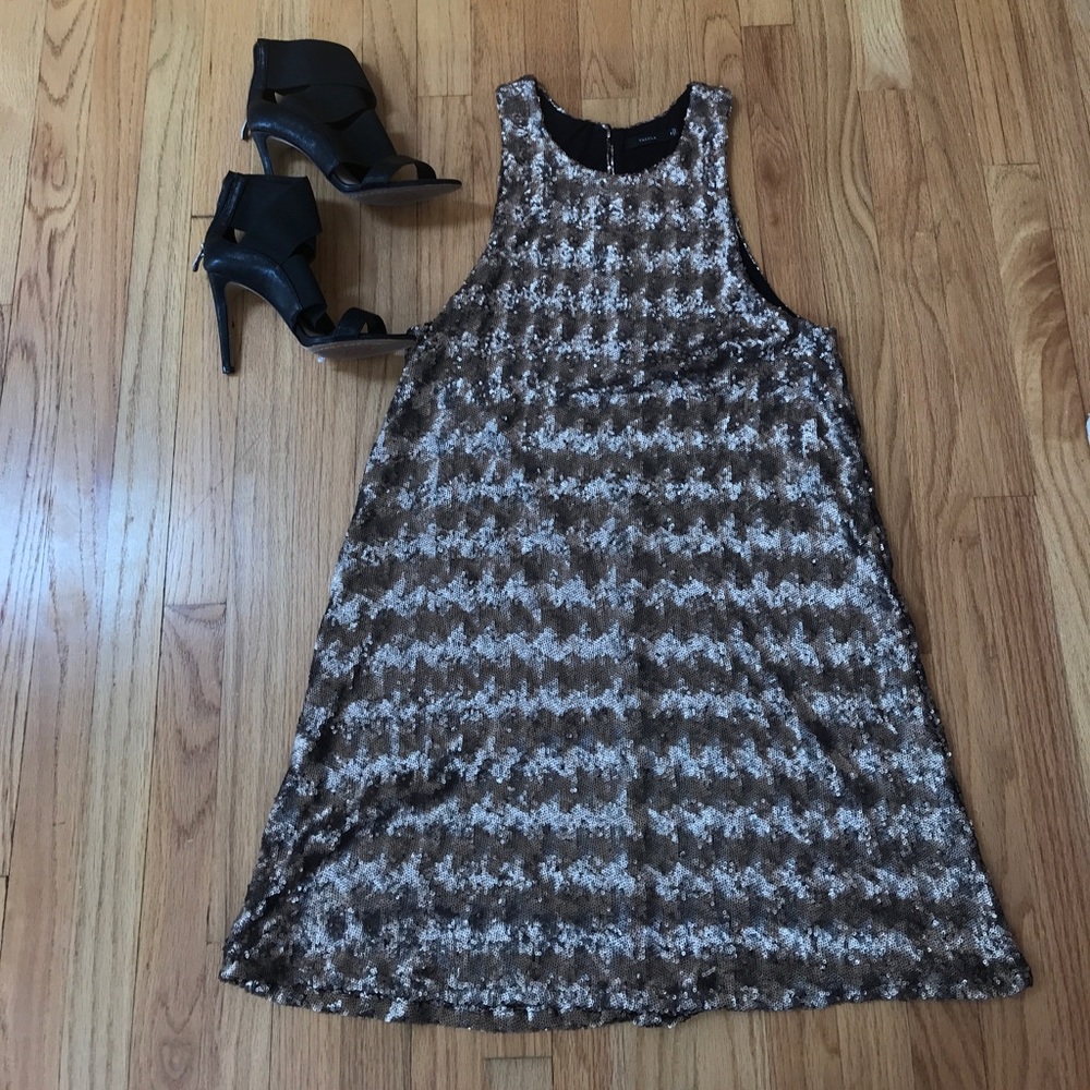 Aritzia gold and black sequin dress